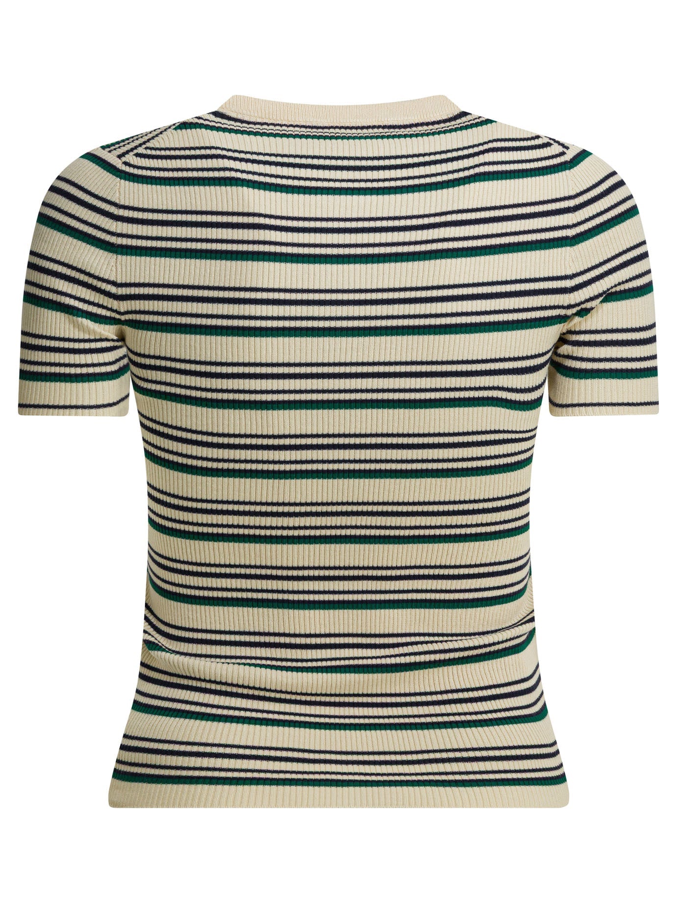 Miu Miu Striped Serafino T-shirt With Logo
