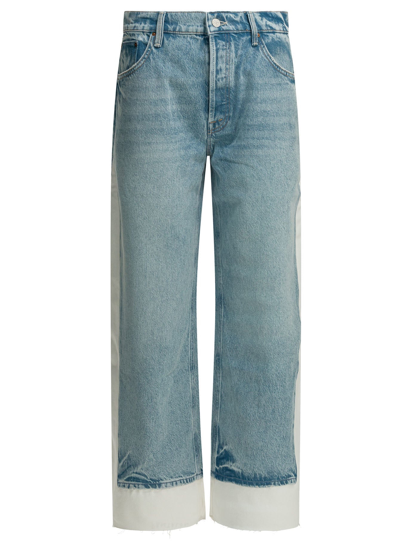 Mother Denim "the Nachio Double Dip Nerdy Fray" Wide Leg Jeans