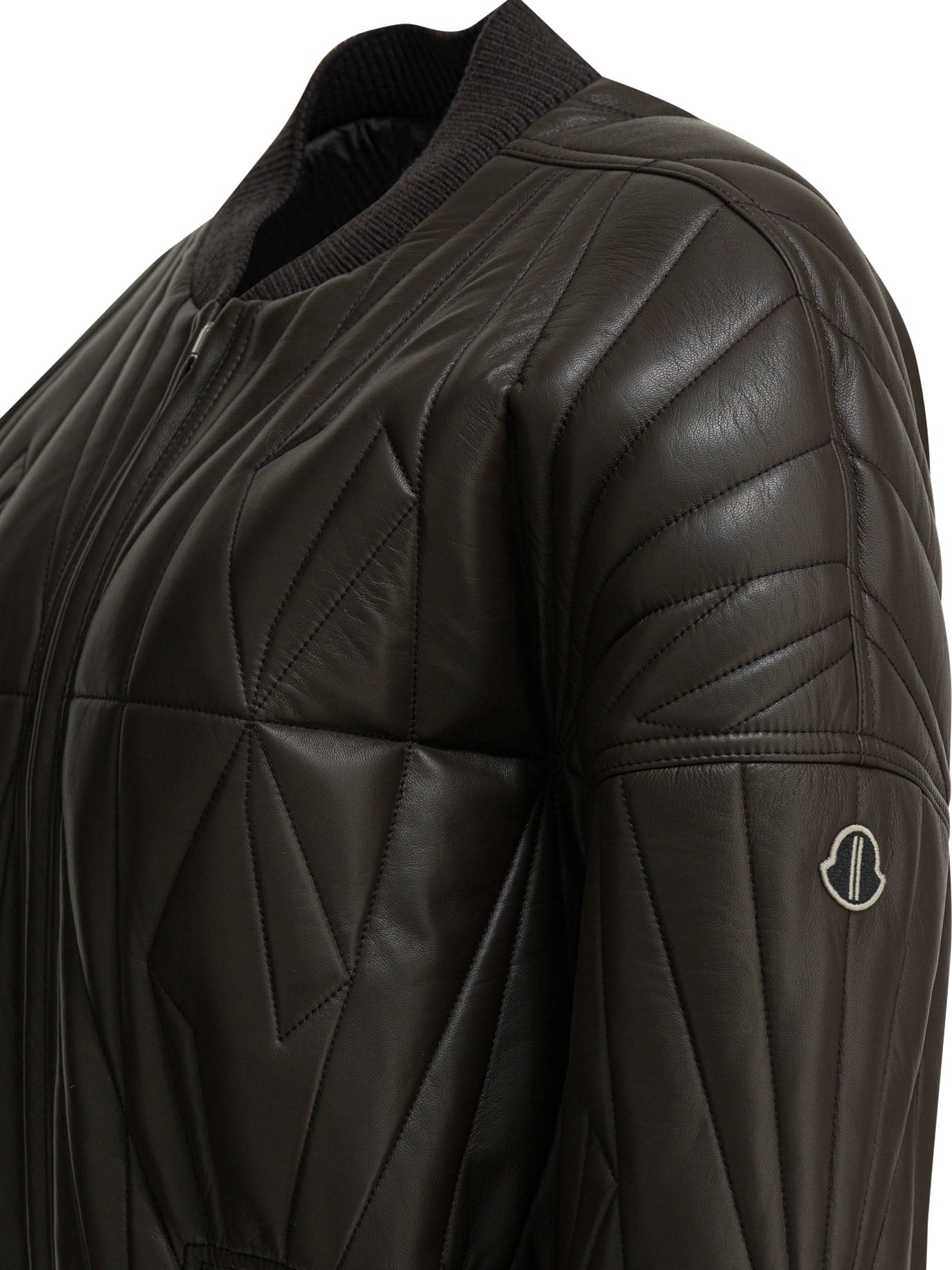 Rick Owens "geocamo Cropped" Leather Jacket X Moncler