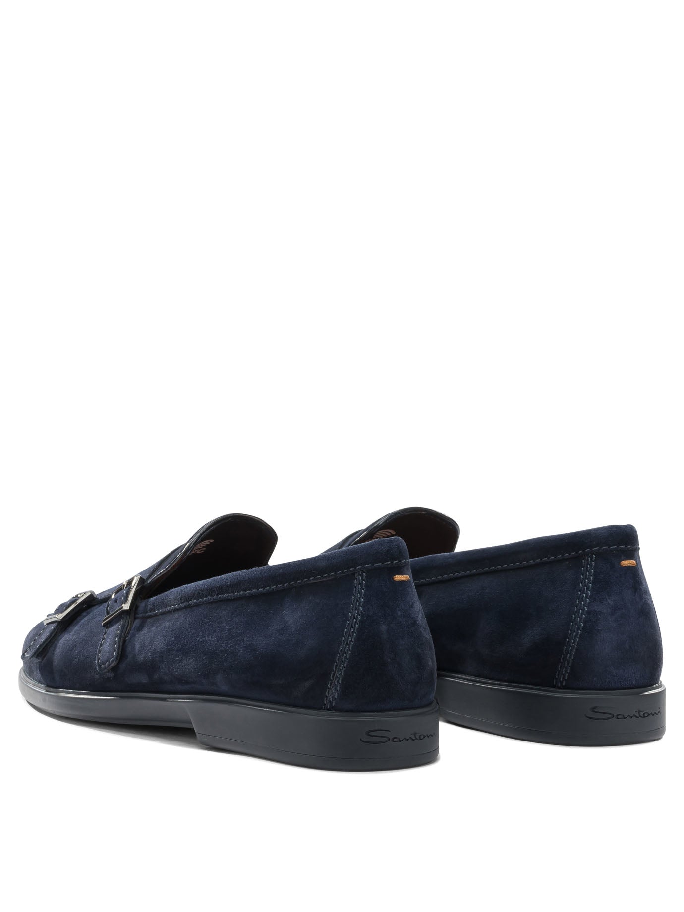 Santoni Suede Double Buckle Loafers