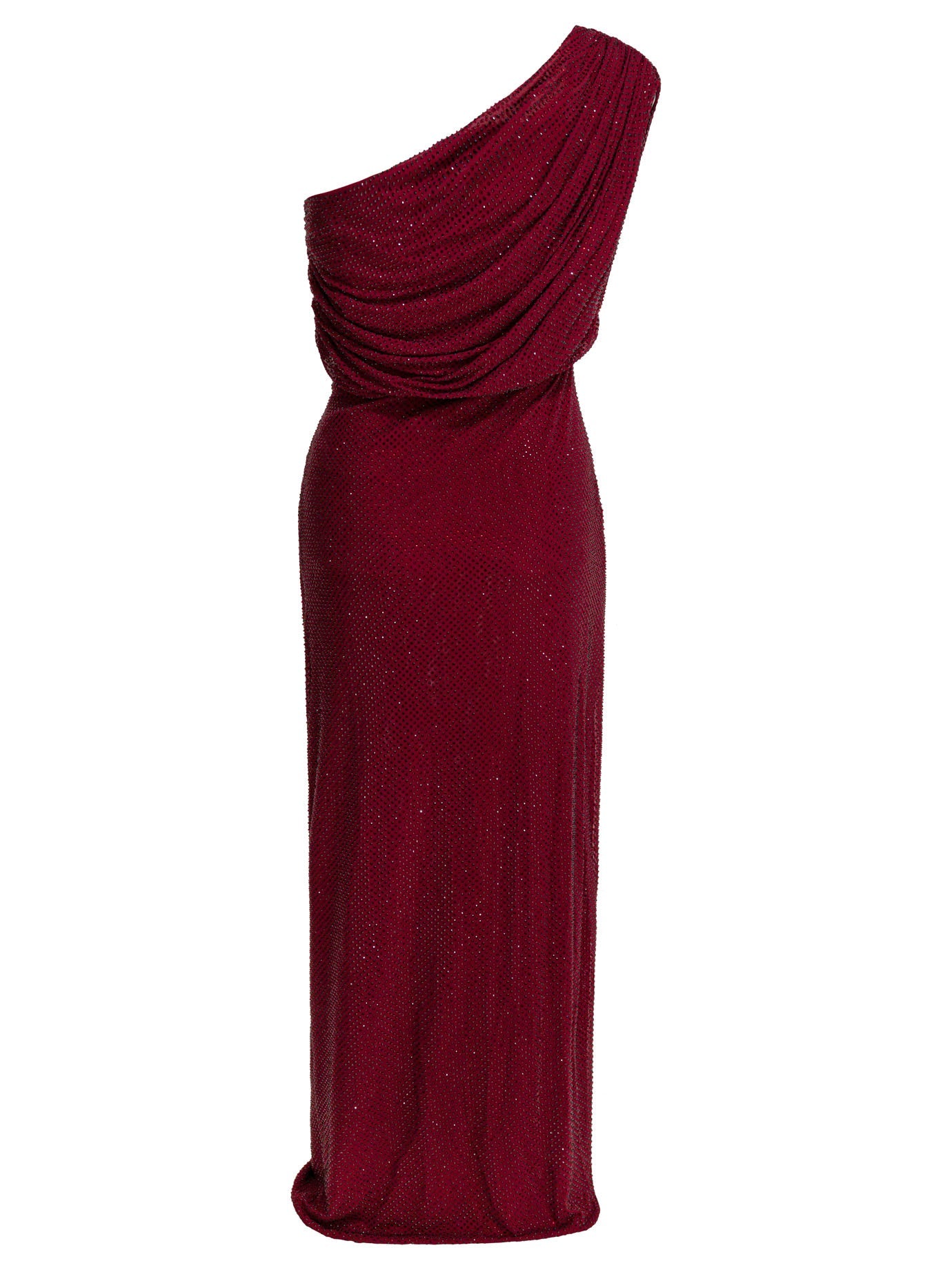 Self-portrait Draped Midi Dress With Rhinestones