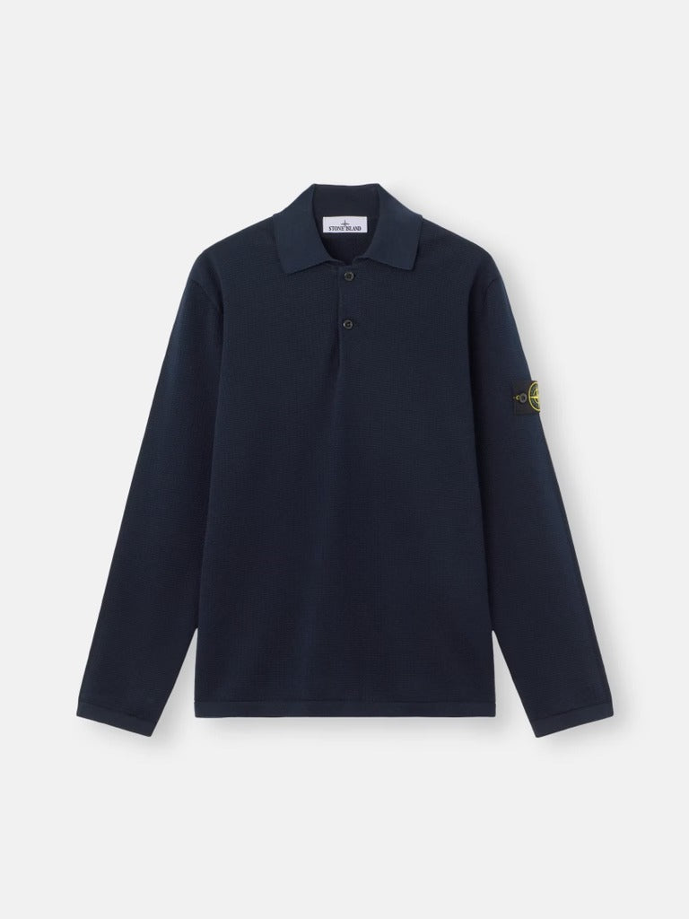 Stone Island Long Sleeves Polo Shirti In Compass Patch