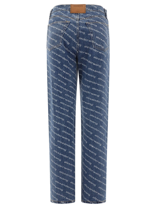 Alexander Wang Jeans With Logo Crystal Hotfix