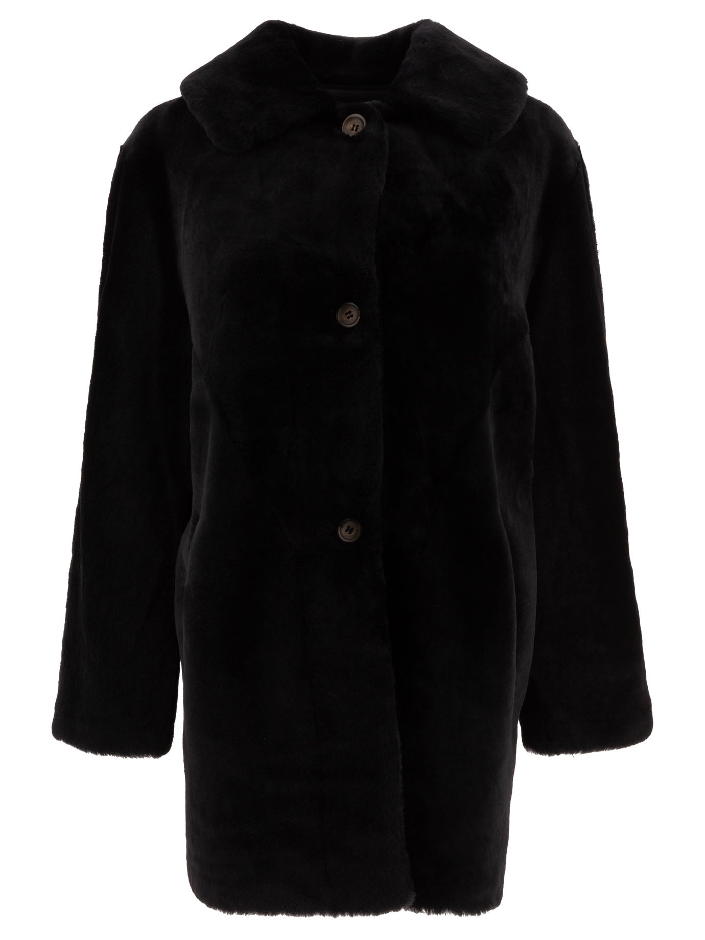 B&w Reversibile Shearling Coat