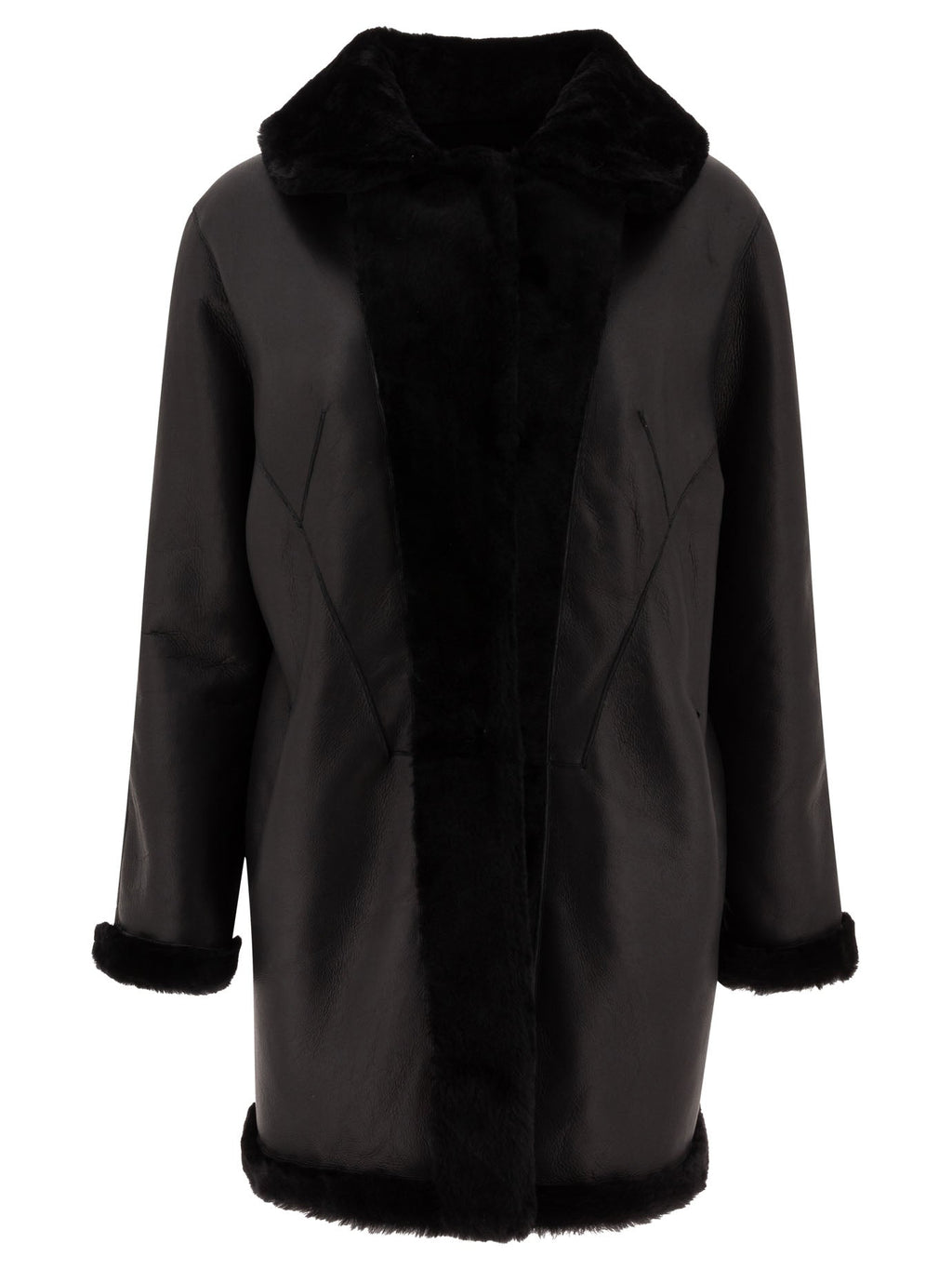 B&w Reversibile Shearling Coat