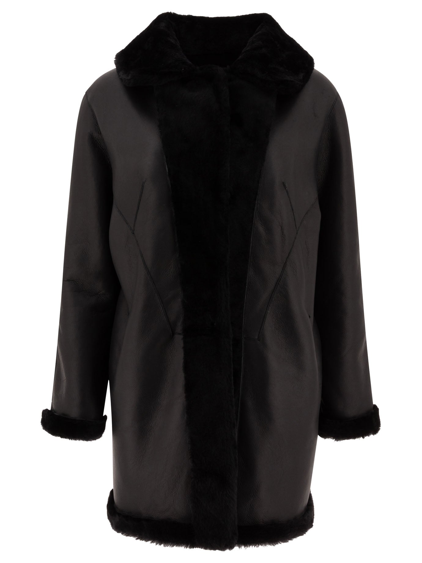 B&w Reversibile Shearling Coat