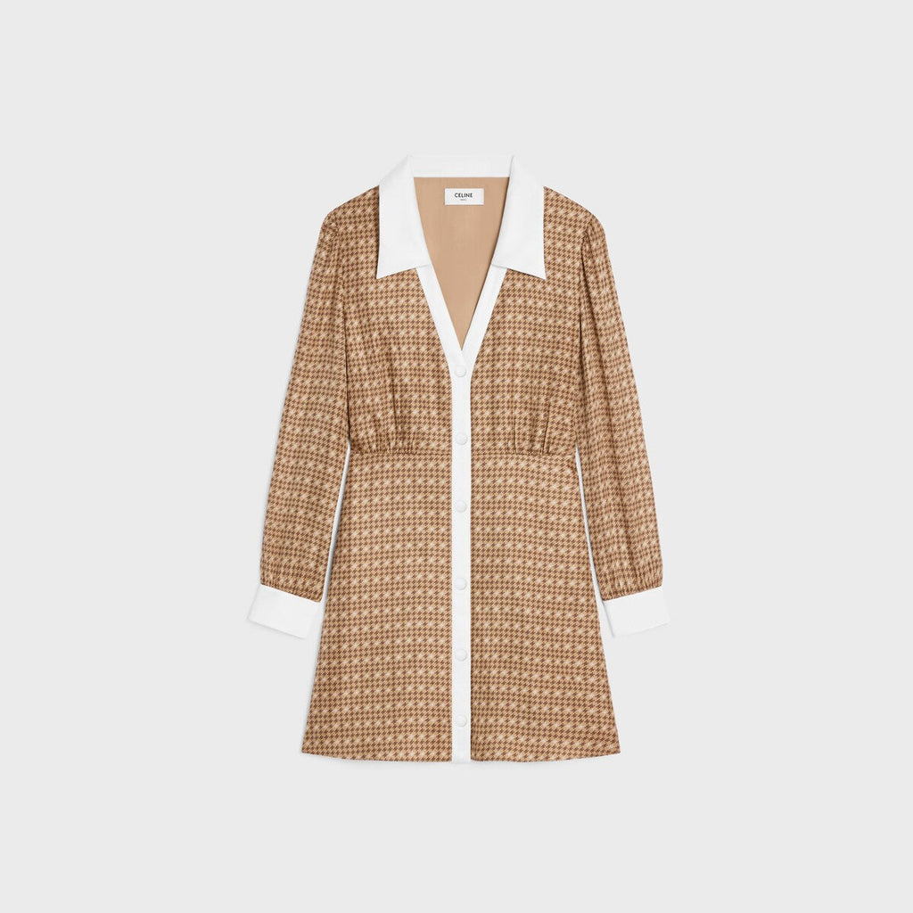 Celine Shirt Dress In Silk Twill