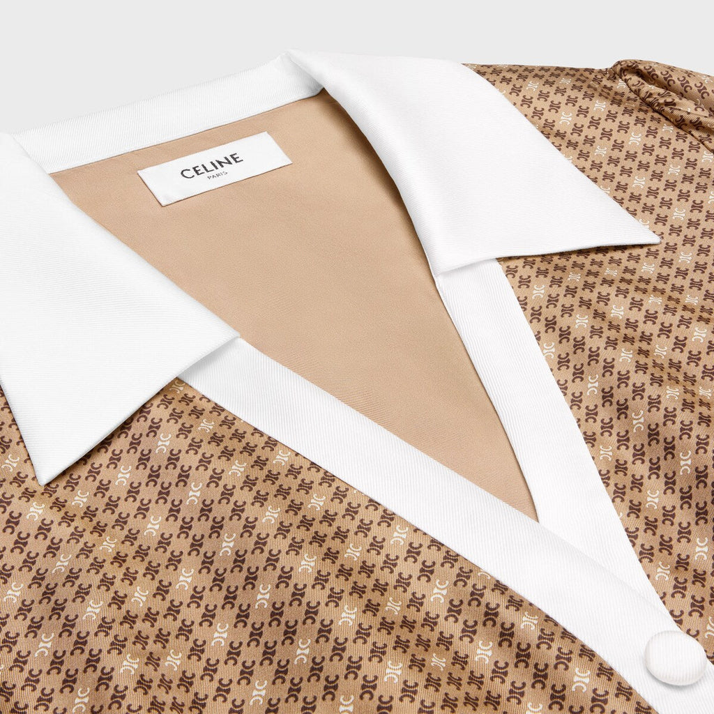 Celine Shirt Dress In Silk Twill