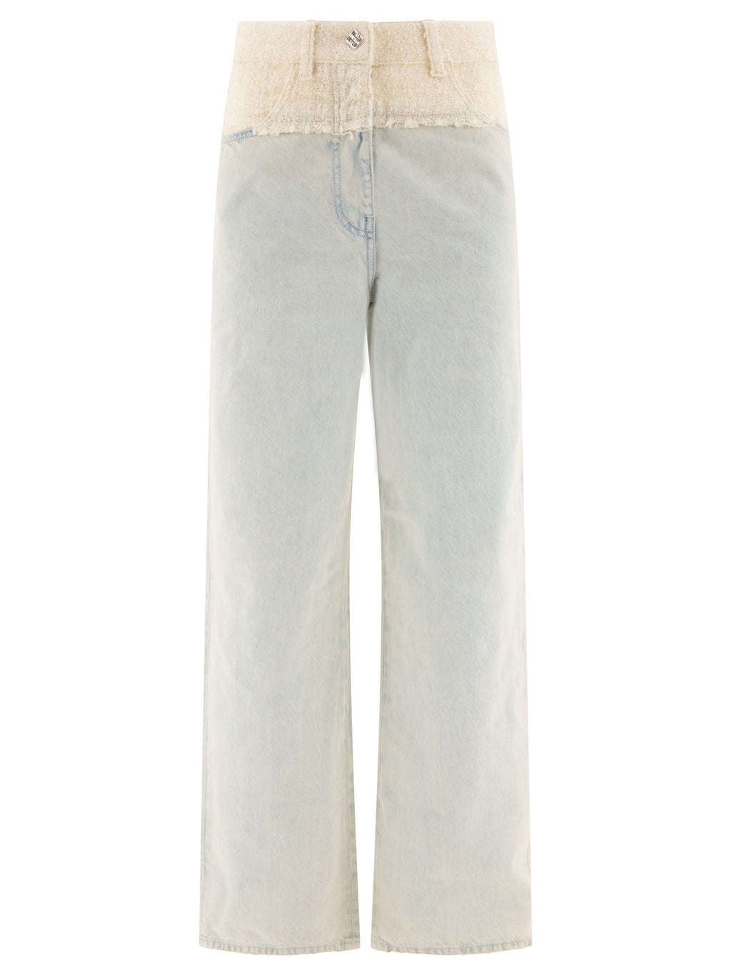 Givenchy Oversized Denim And Tweed Mixed Jeans With 4g Detail