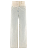 Givenchy Oversized Denim And Tweed Mixed Jeans With 4g Detail