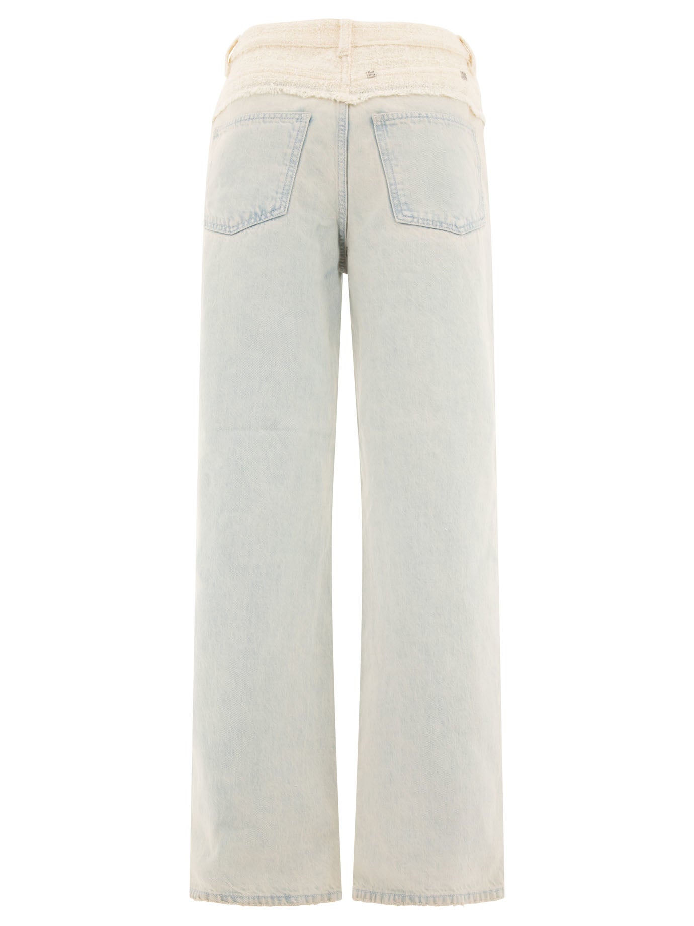 Givenchy Oversized Denim And Tweed Mixed Jeans With 4g Detail