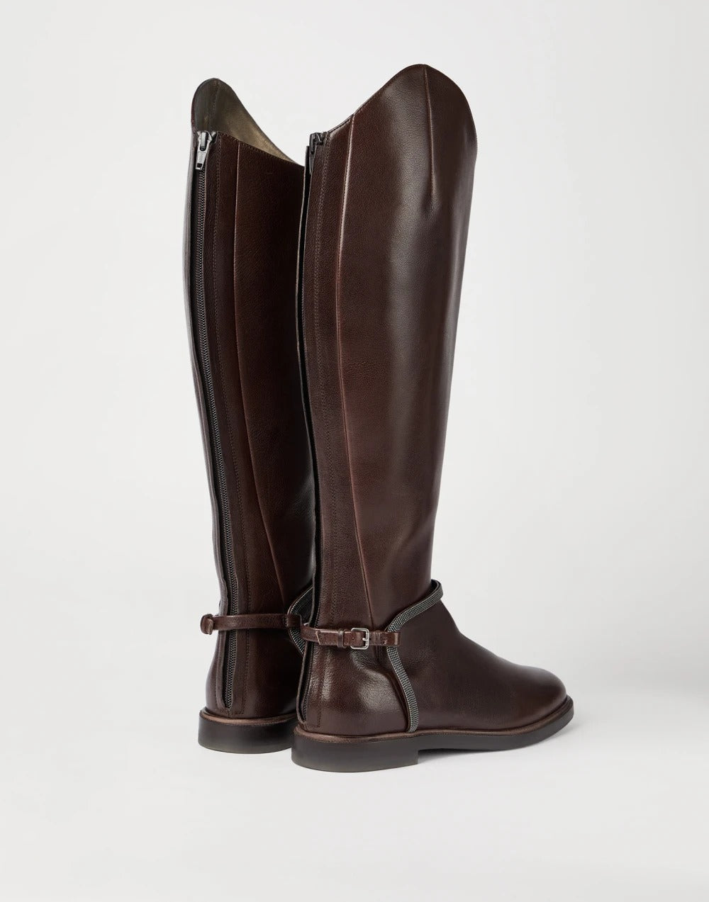 Brunello Cucinelli High Boots In Leather With Precious Spurs