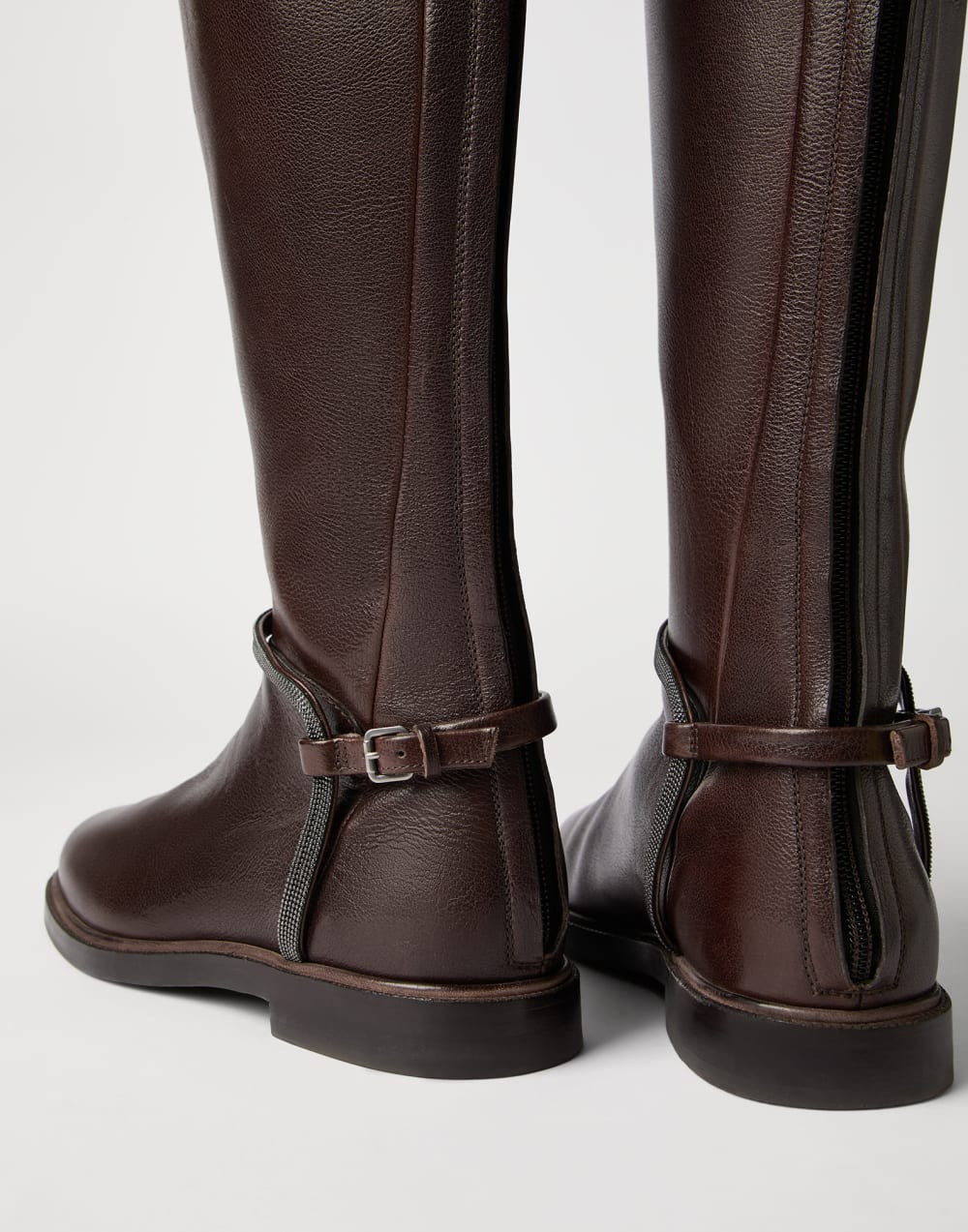 Brunello Cucinelli High Boots In Leather With Precious Spurs