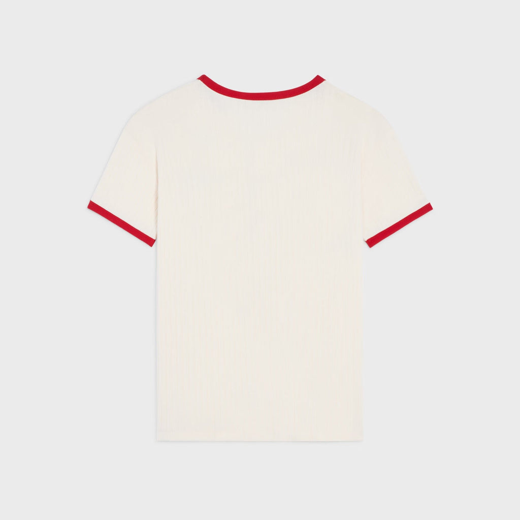 Celine Ribbed Cotton T-shirt