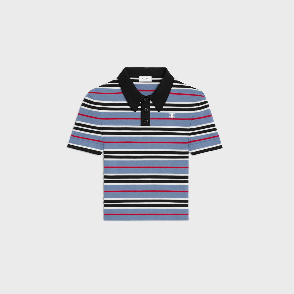 Celine Striped Cotton Polo Shirt