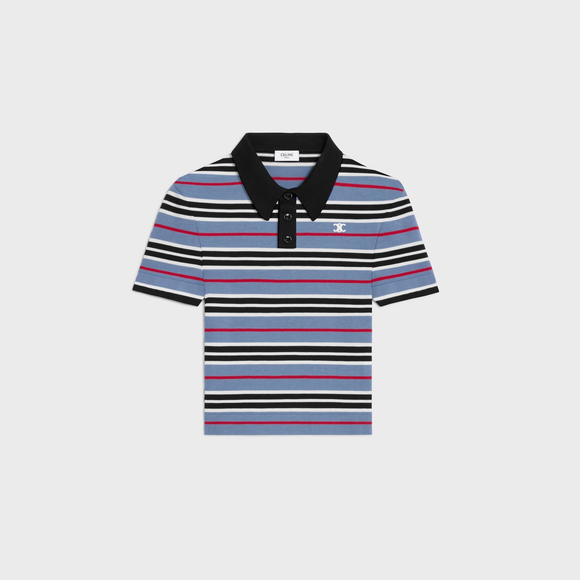 Celine Striped Cotton Polo Shirt
