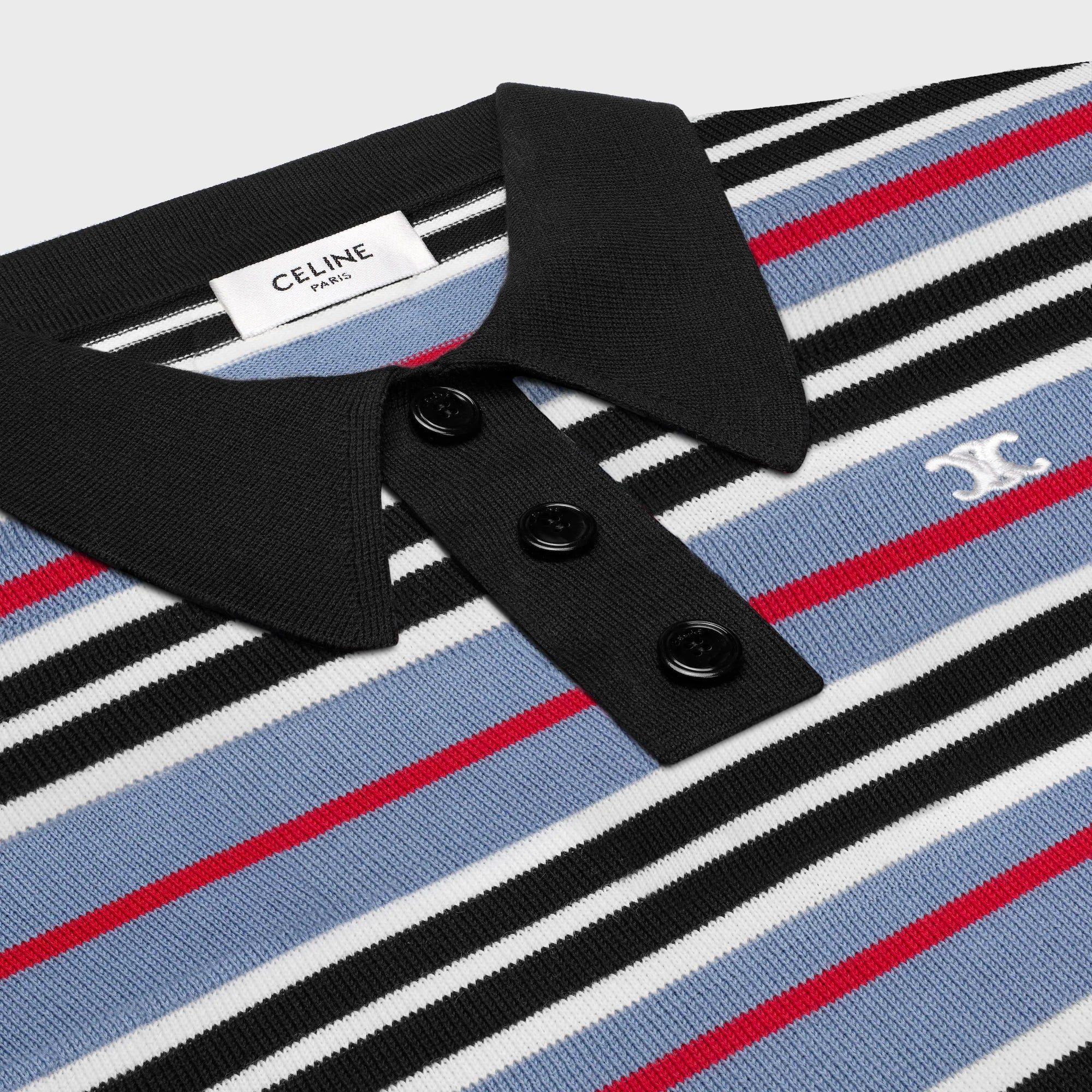 Celine Striped Cotton Polo Shirt