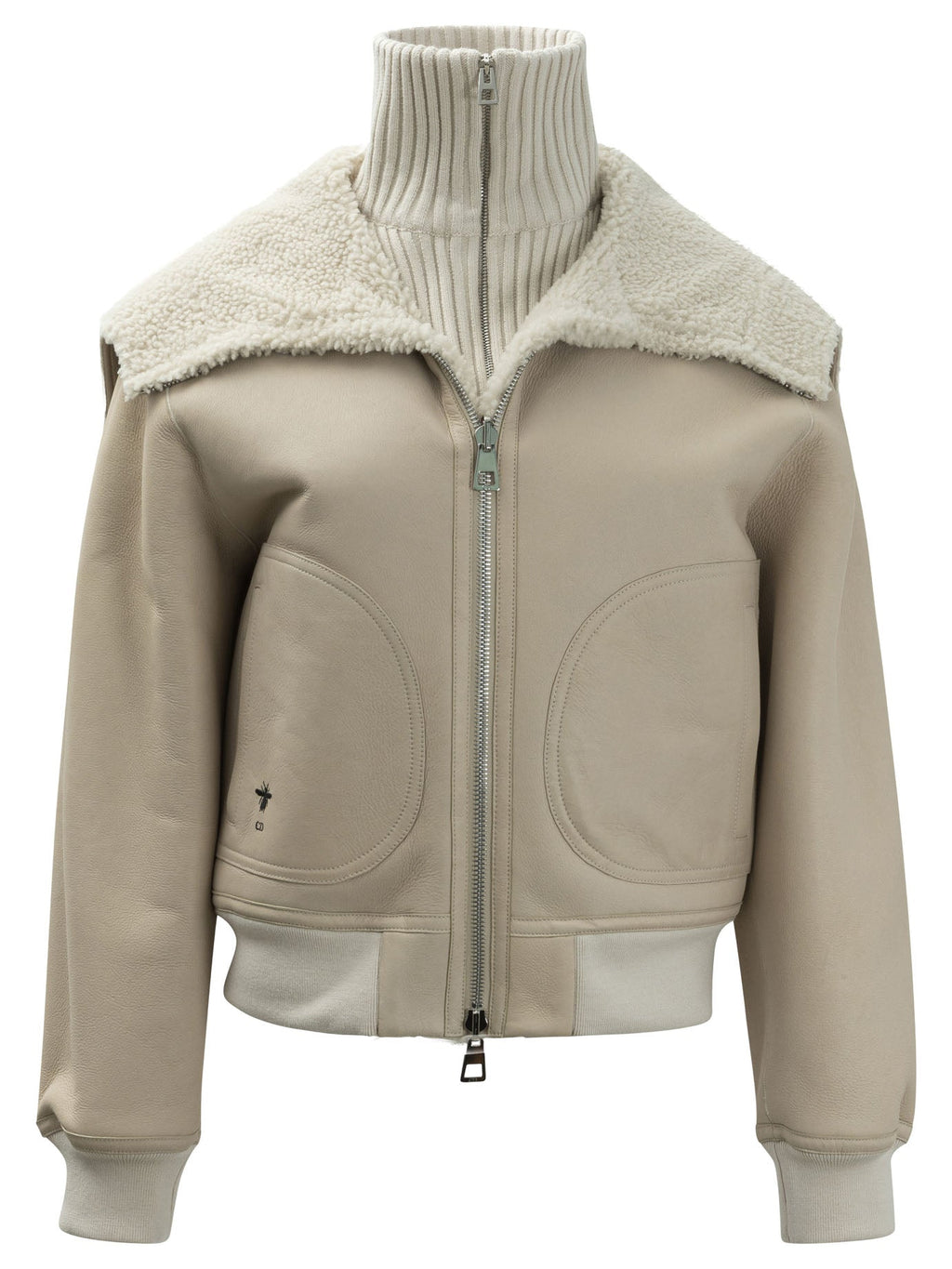 Dior Leather Reversible Jacket With Knitted Turtleneck