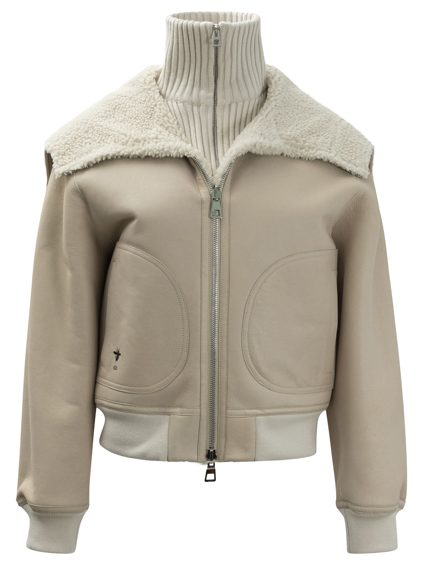 Dior Leather Reversible Jacket With Knitted Turtleneck