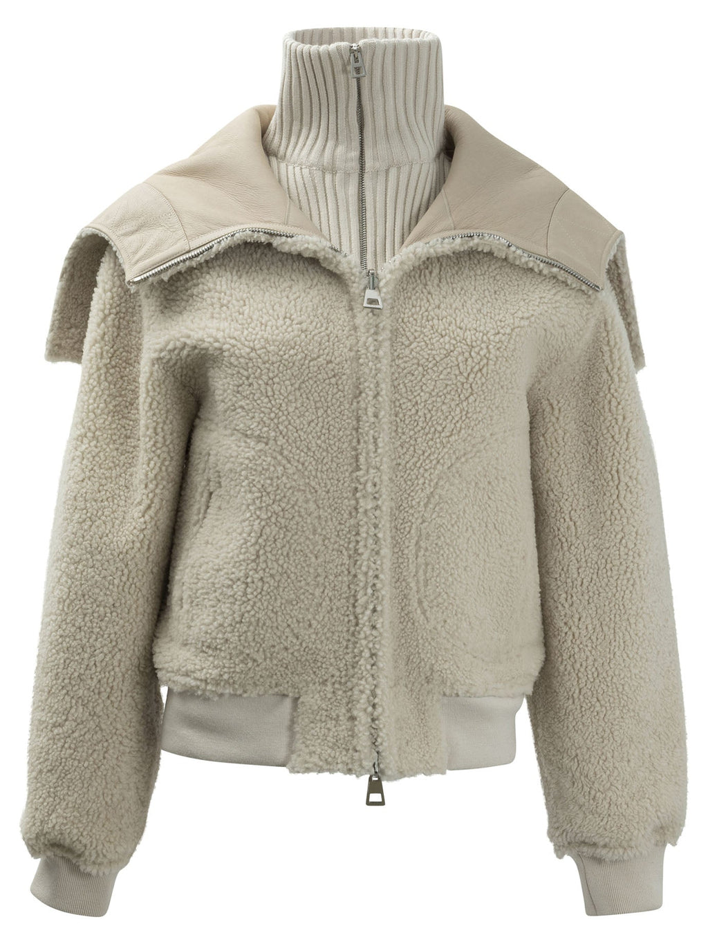 Dior Leather Reversible Jacket With Knitted Turtleneck
