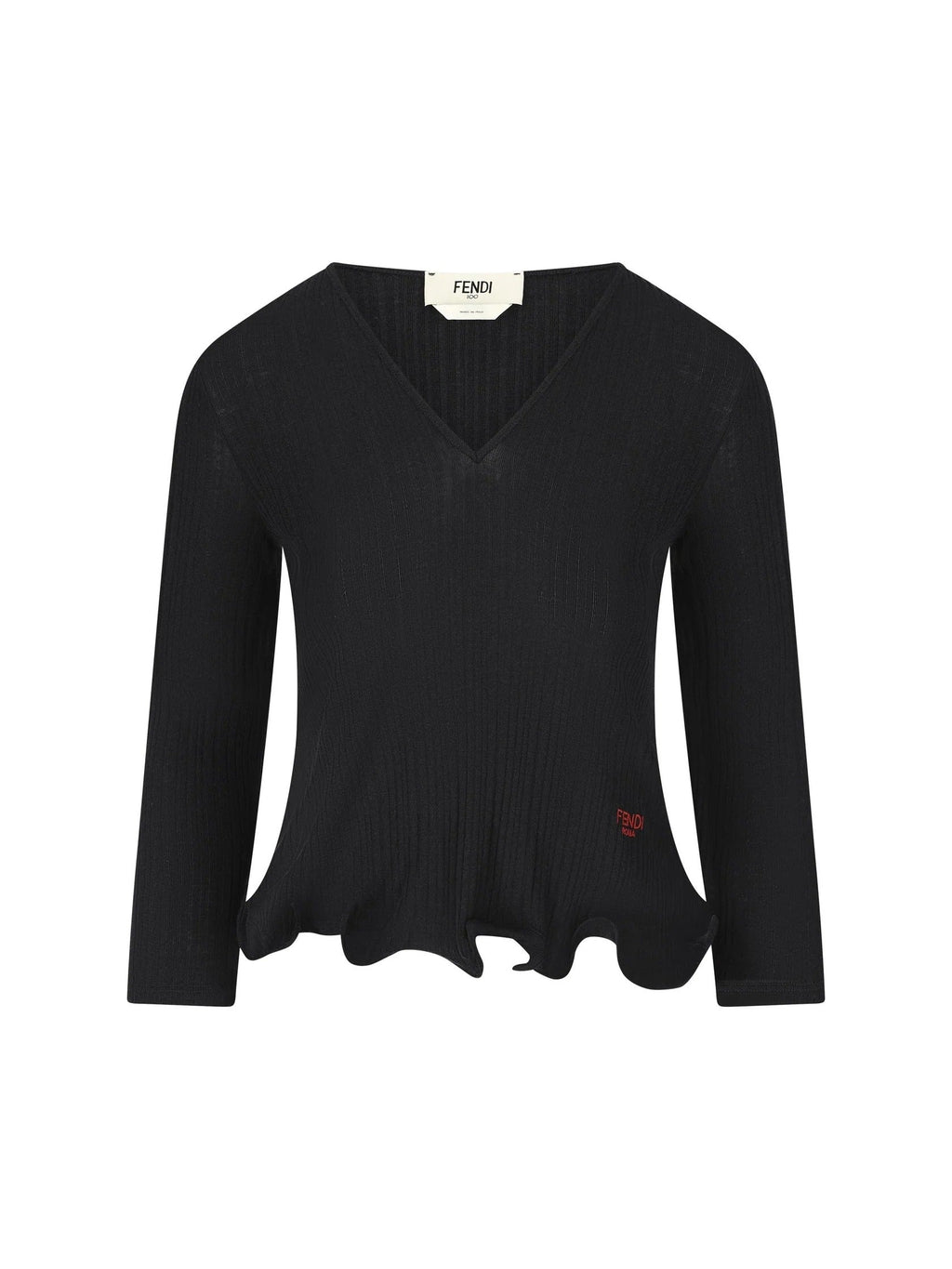 Fendi V-neck T-shirt In Virgin Wool