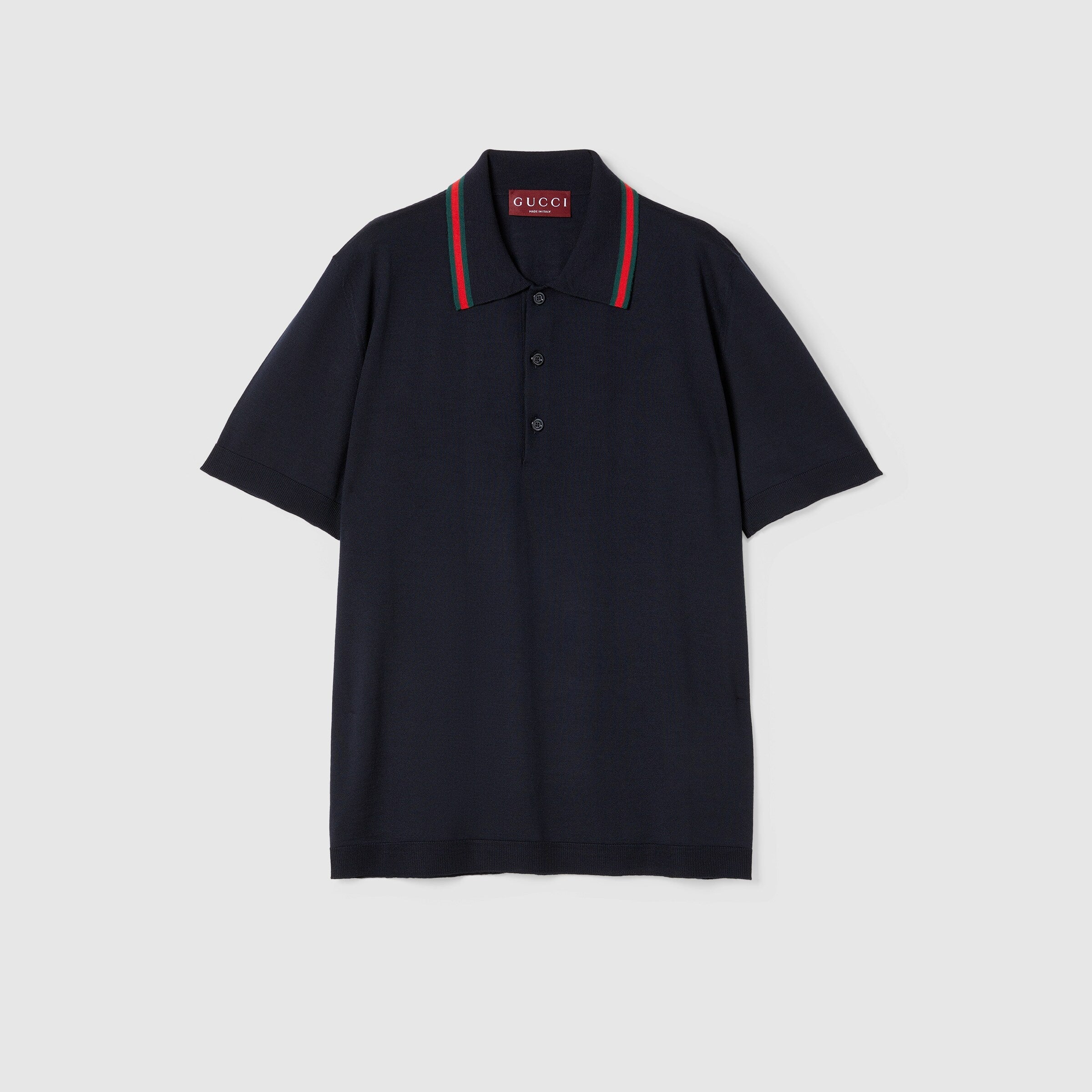 Gucci Wool Knit Polo Shirt With Web Detail