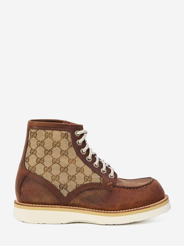 Gucci Lace Up Ankle Boots Gg