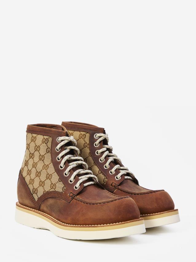 Gucci Lace Up Ankle Boots Gg