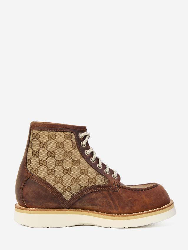 Gucci Lace Up Ankle Boots Gg