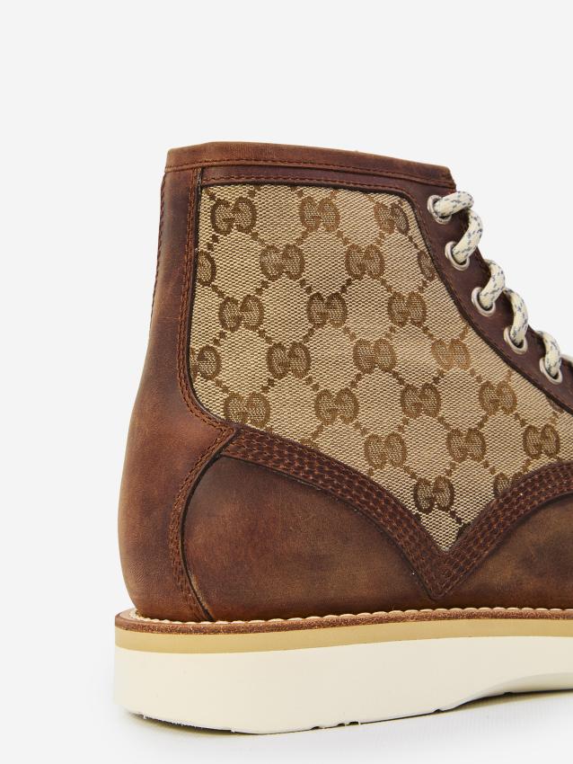 Gucci Lace Up Ankle Boots Gg