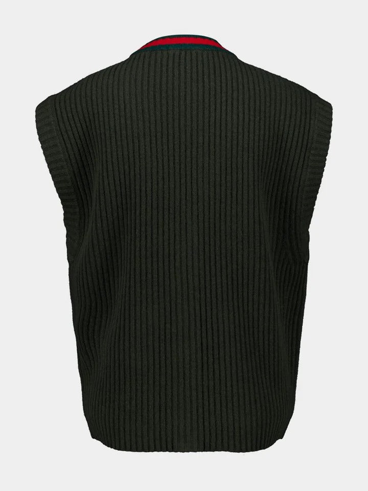 Gucci Sleeveless Cardigan In Wool