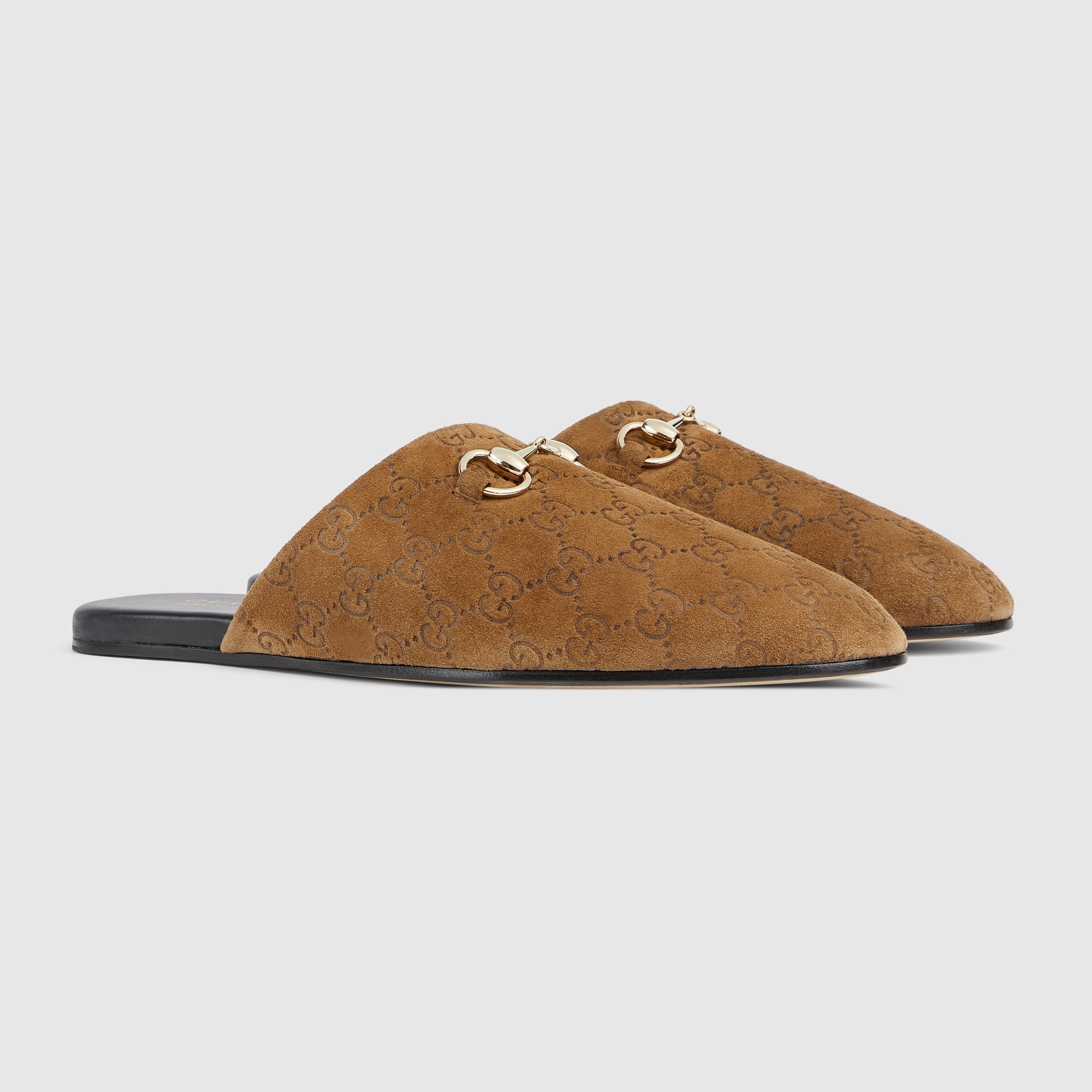 Gucci Suede Leather Sabot With Horsebit