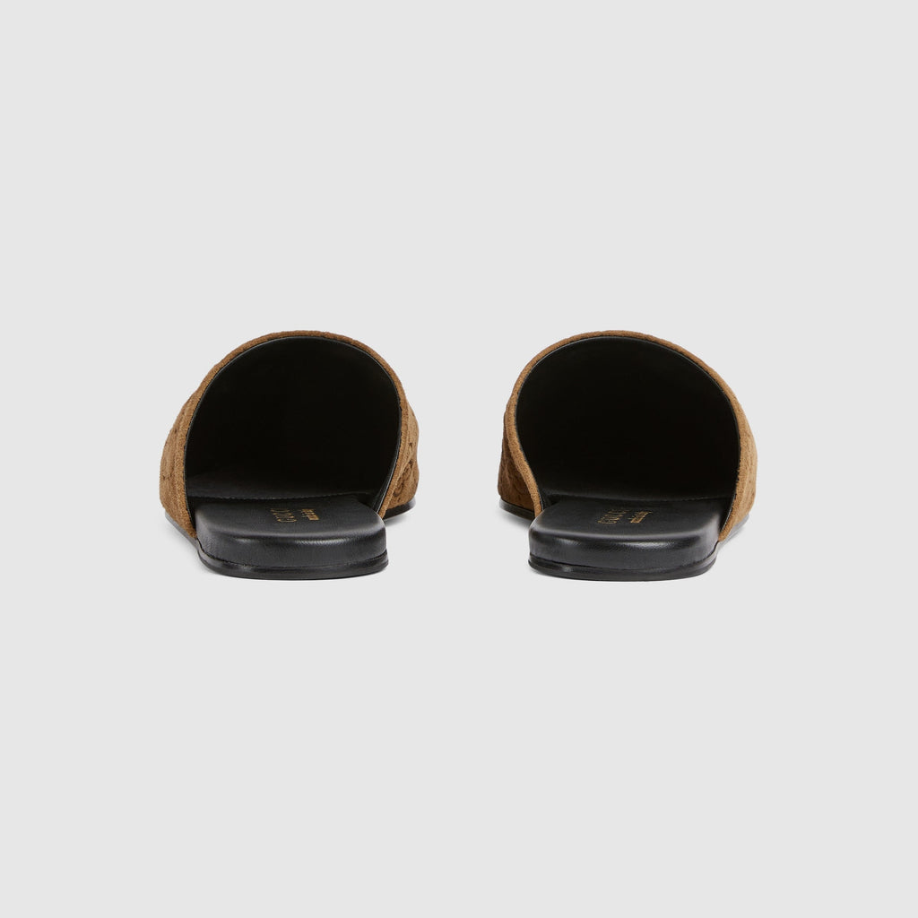 Gucci Suede Leather Sabot With Horsebit
