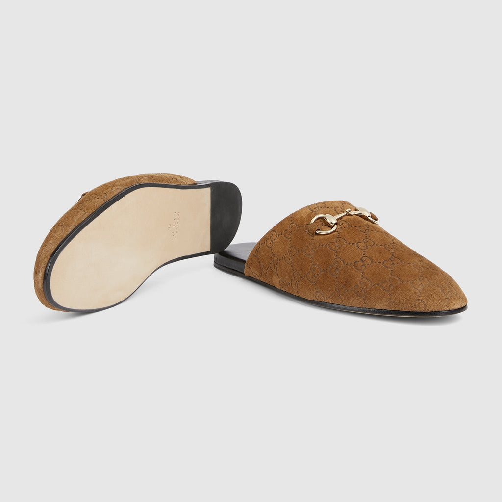 Gucci Suede Leather Sabot With Horsebit