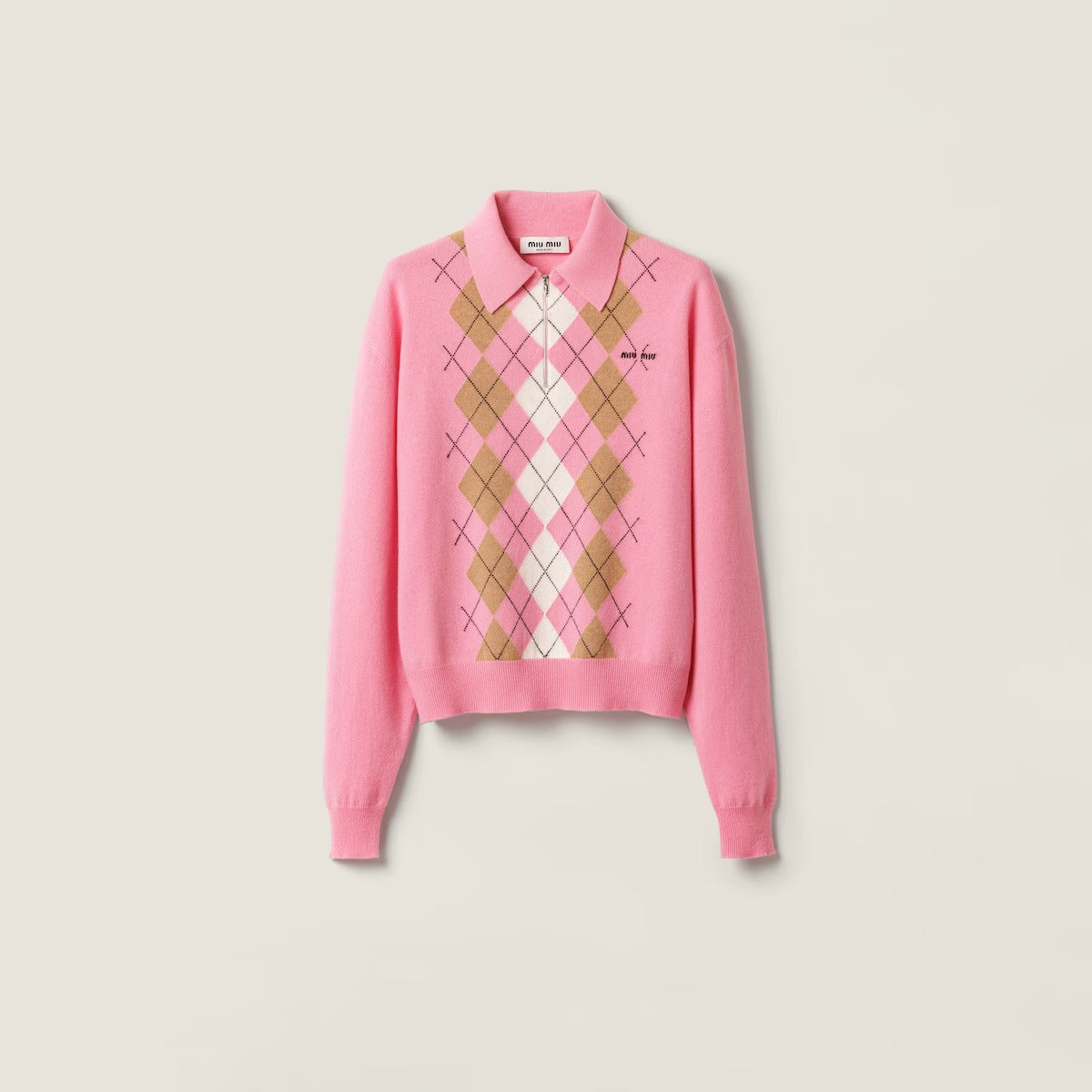 Miu Miu Cashmere Polo Shirt With Zip