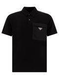 Prada Polo Shirt In Cotton With Re-nylon Details
