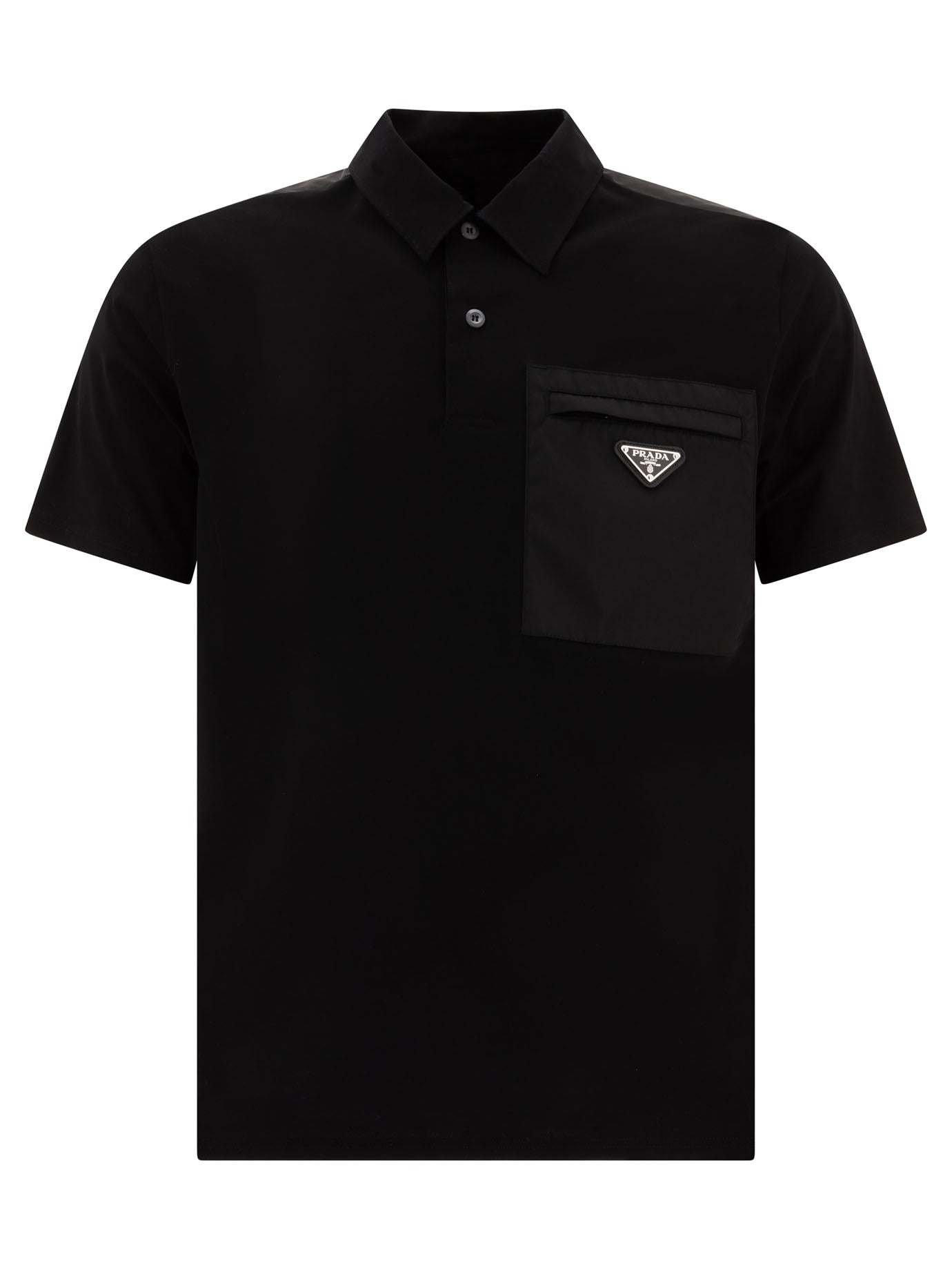 Prada Polo Shirt In Cotton With Re-nylon Details
