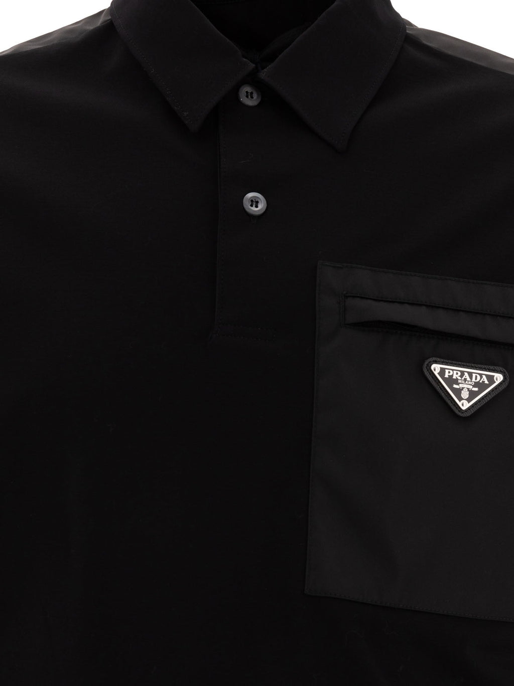 Prada Polo Shirt In Cotton With Re-nylon Details