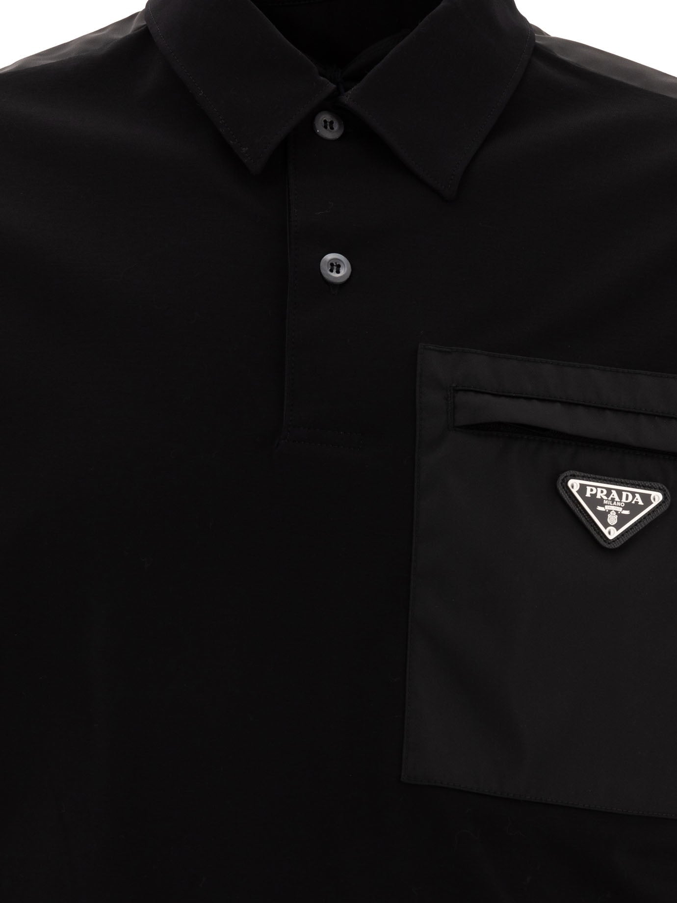 Prada Polo Shirt In Cotton With Re-nylon Details