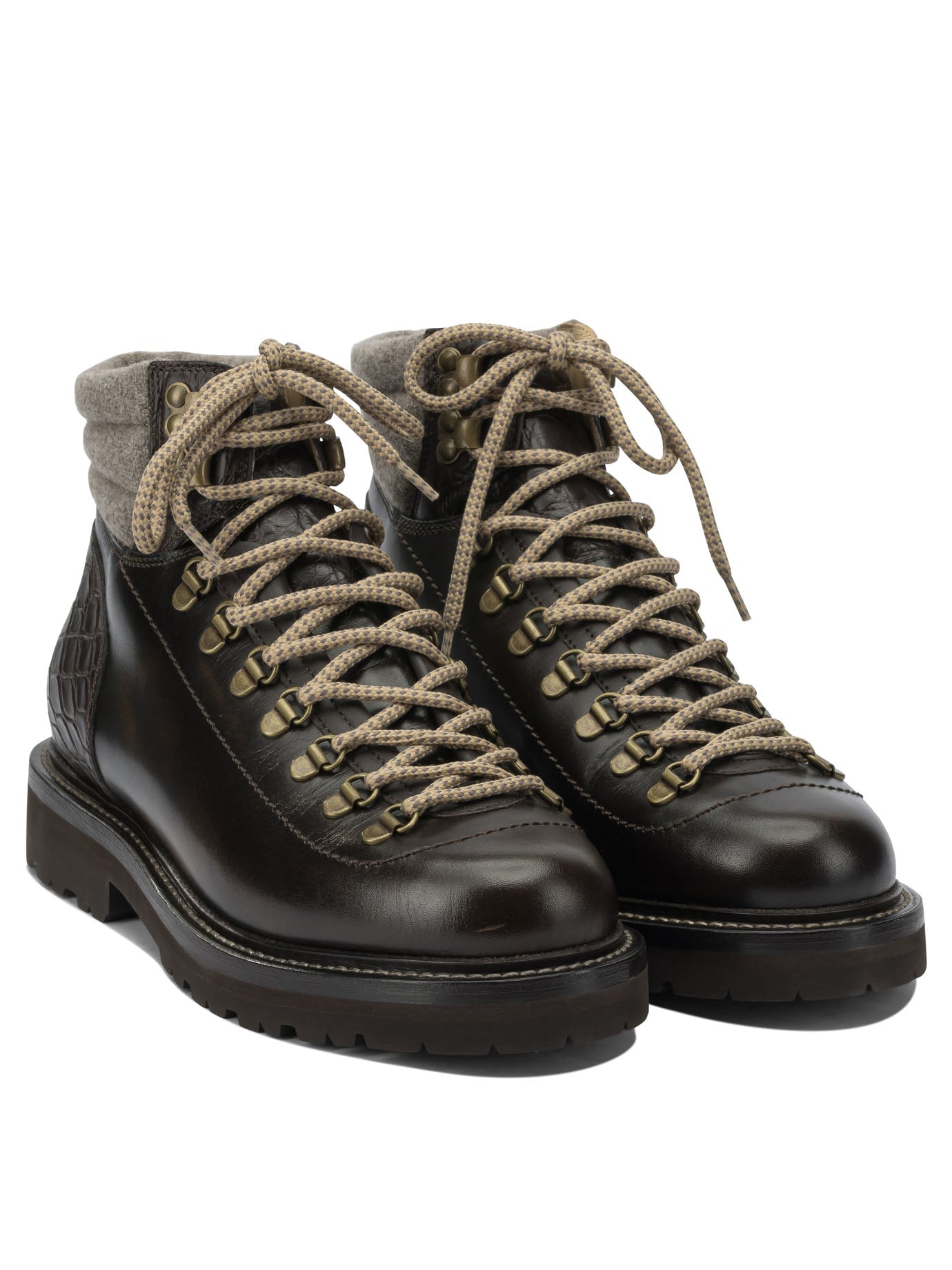 Brunello Cucinelli Leather Lace-up Ankle Boots