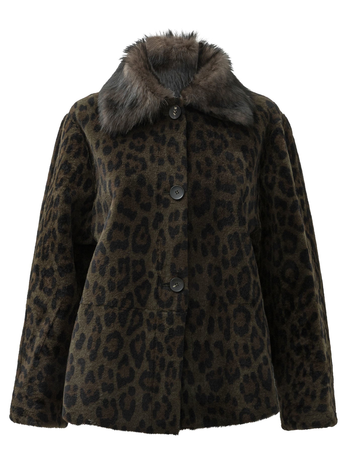Furling By Giani Reversible Short Coat In Shearling