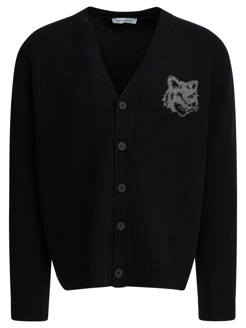 Maison KitsunÃƒÆ’Ã†â€™Ãƒâ€šÃ‚Â© Fox Head Intarsia Merino Cardigan