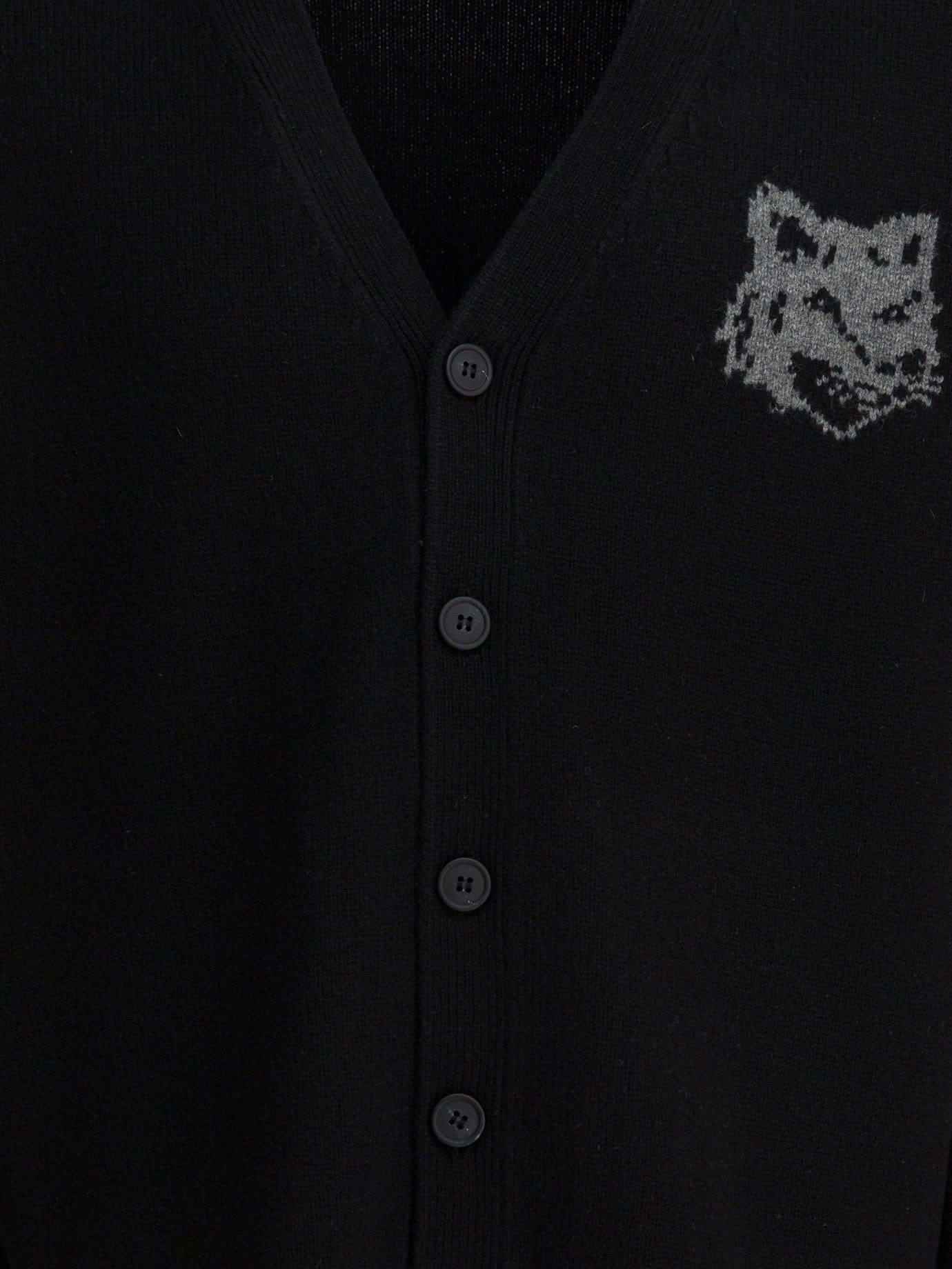 Maison KitsunÃƒÆ’Ã†â€™Ãƒâ€šÃ‚Â© Fox Head Intarsia Merino Cardigan
