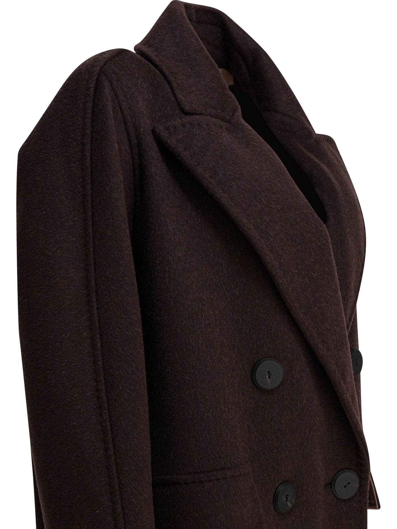Max Mara Atelier Double Breasted Coat In Alpaca Wool And Cashmere