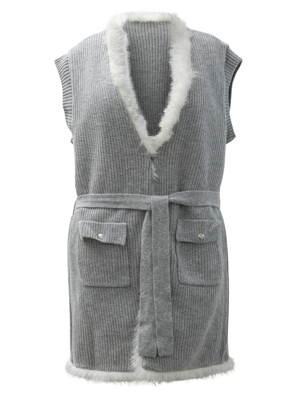 Max&moi Reversible Sleeveless Jacket With Belt