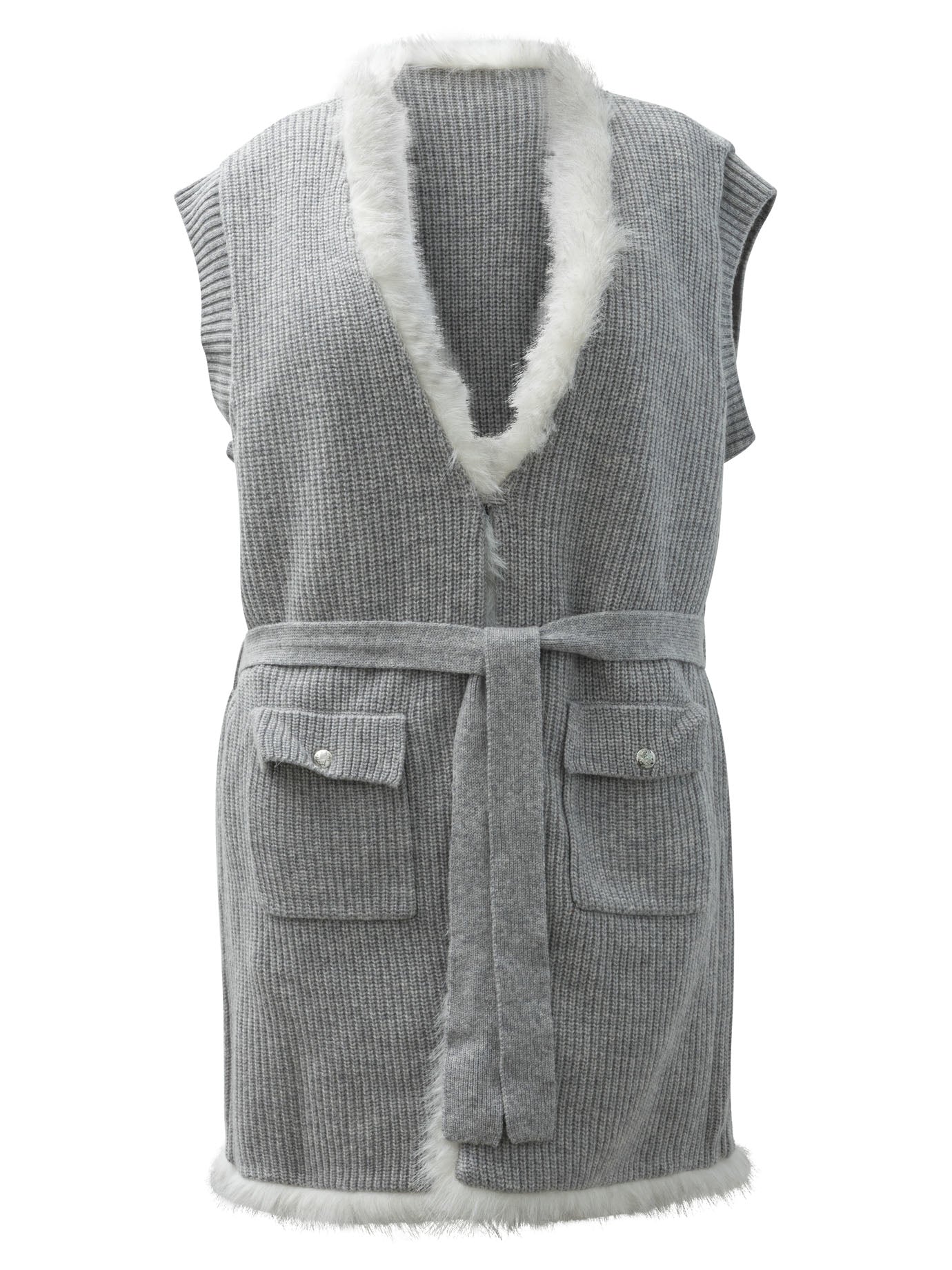 Max&moi Reversible Sleeveless Jacket With Belt