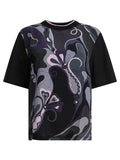 Pucci Cotton And Silk Crewneck T-shirt With Print