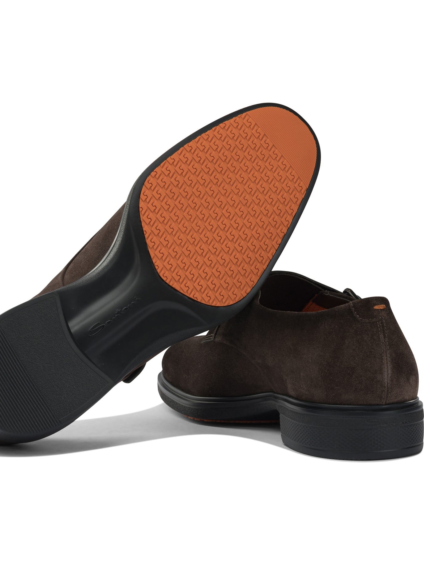 Santoni Suede Double Buckle Loafers