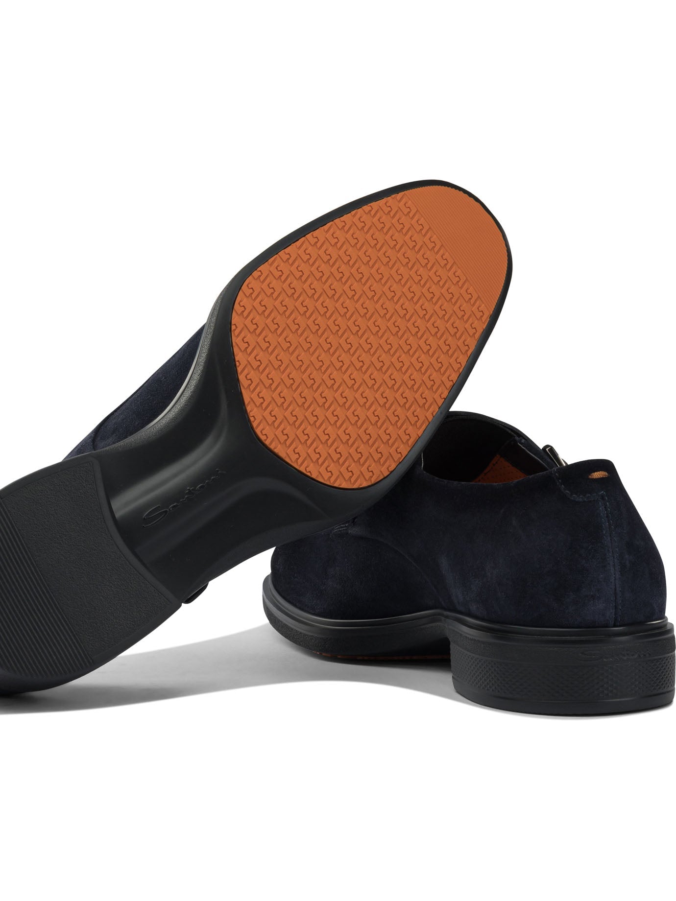 Santoni Suede Double Buckle Loafers