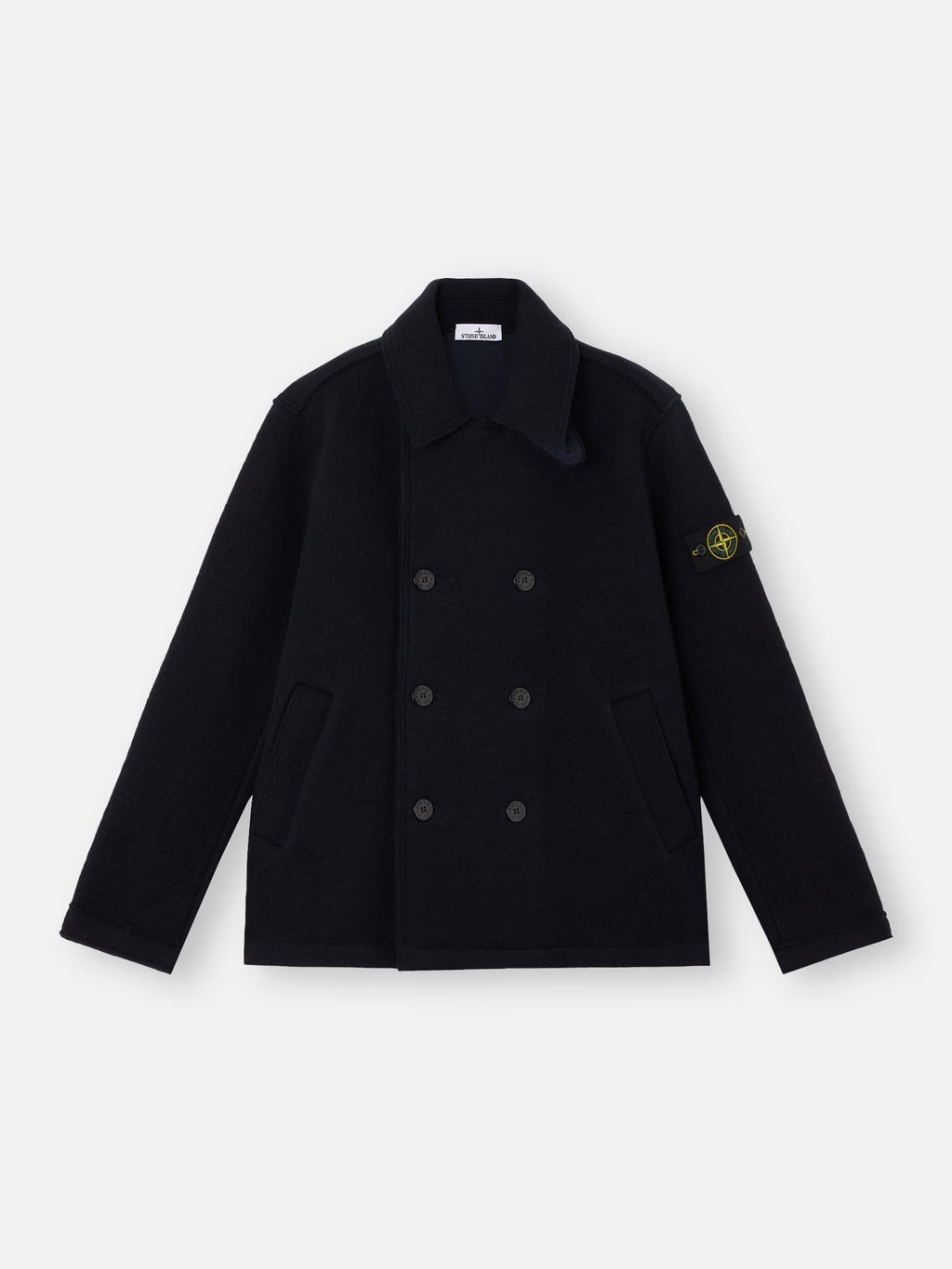 Stone Island Double-breasted Rws Wool Felt Pea Jacket